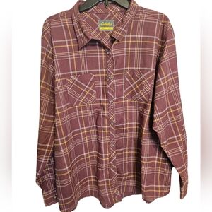 Cabela's Women's Button Front Long Sleeve Plaid Shirt 2XL Like New